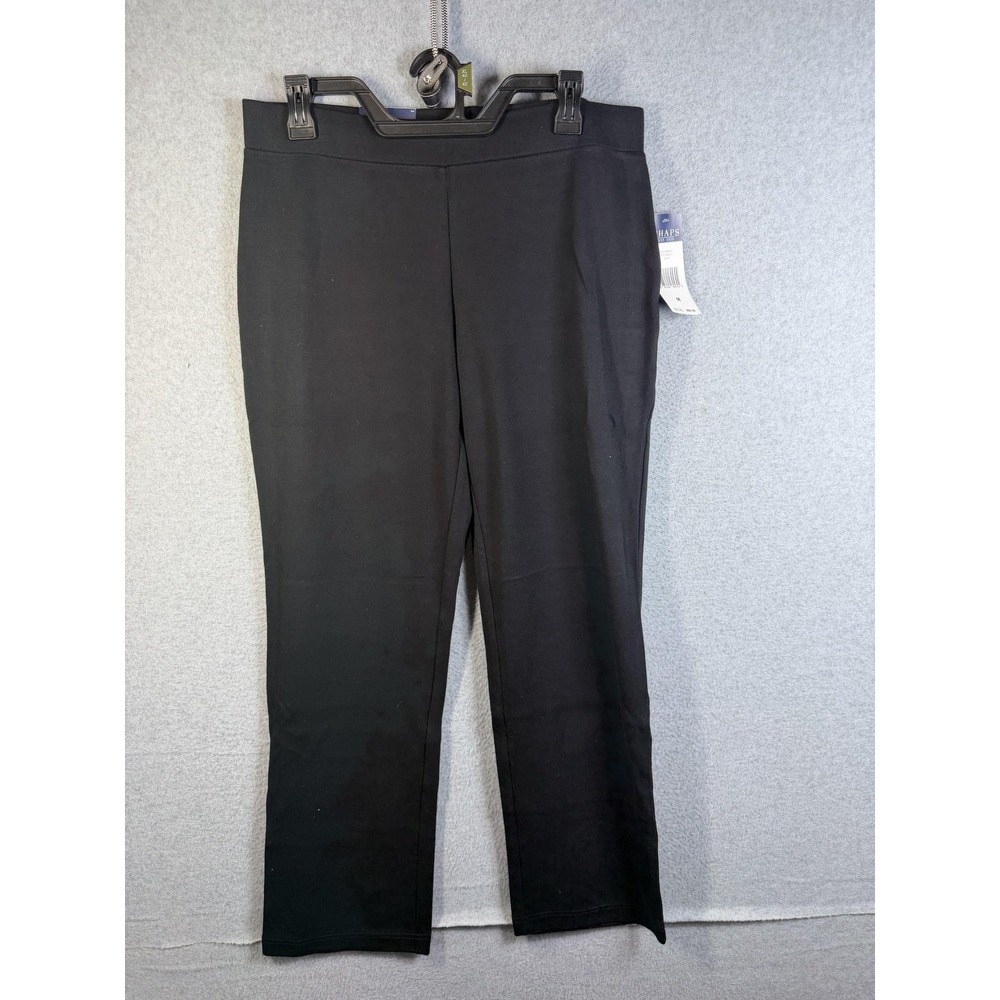 Chaps Pants Womens Medium Black Jersey Ankle Pull On Stretch Slim Leg Casual